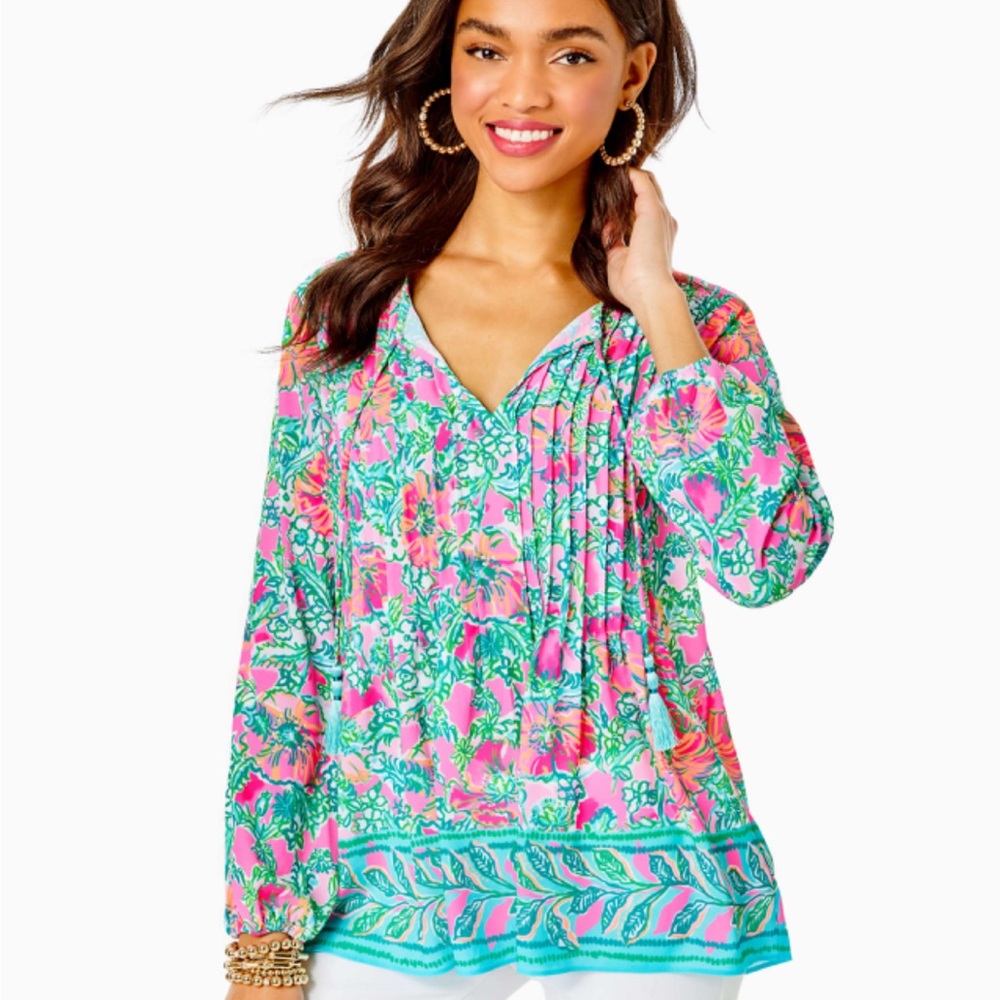 🌸 SALE 🌸 Lilly P. rare print Marlina Tunic-Style in Soleil Pink Perfect Poppy